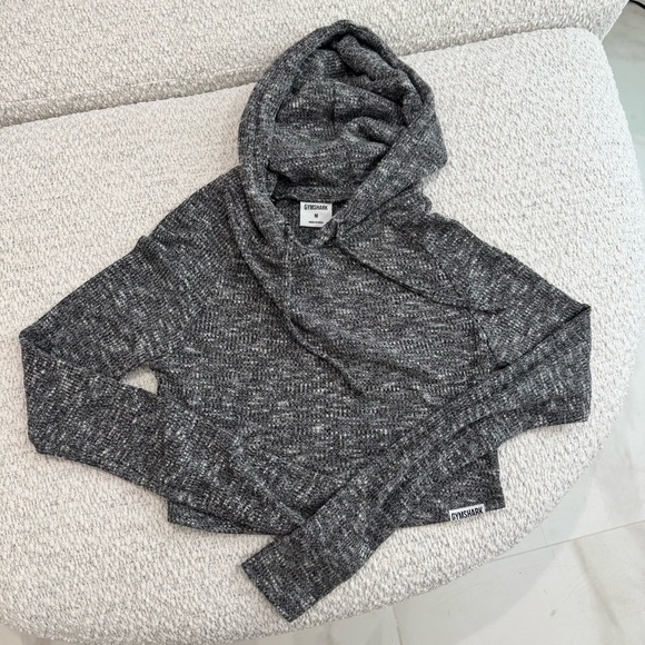 Gymshark Charcoal Gray Cropped Hoodie Jacket - Picture 1 of 3